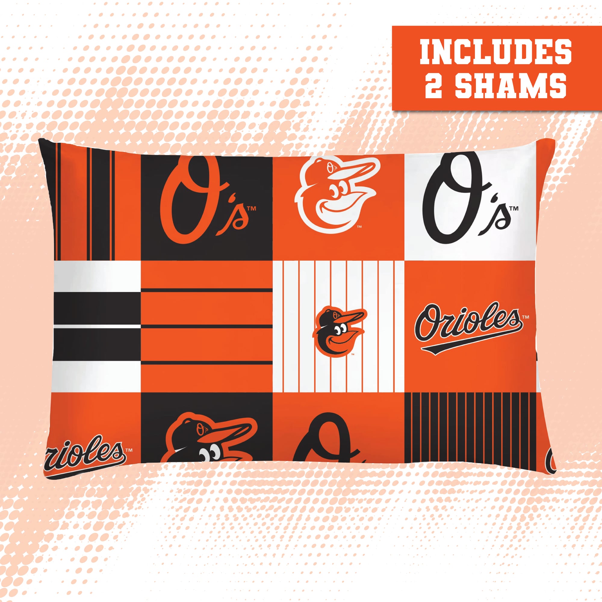 Ensemble de literie trois pièces à carreaux patchwork Pegasus Baltimore Orioles pour lit double/queen