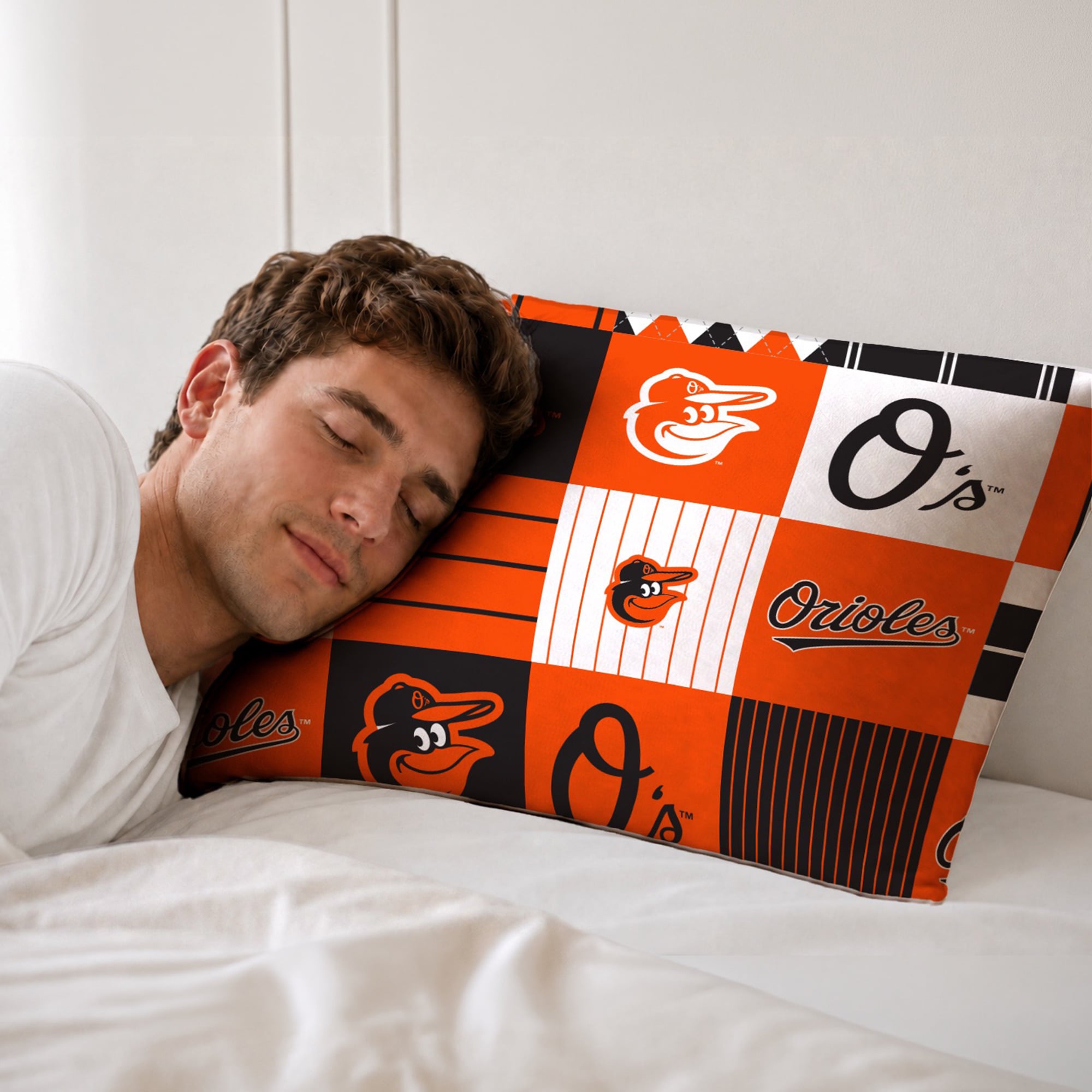 Ensemble de literie trois pièces à carreaux patchwork Pegasus Baltimore Orioles pour lit double/queen