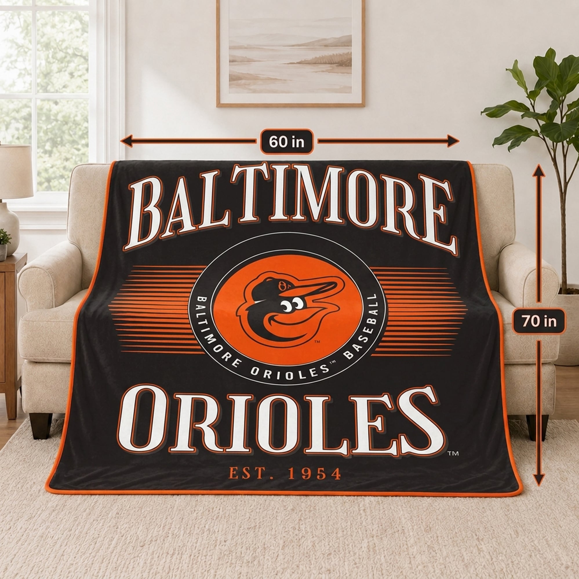 Couverture Pegasus Baltimore Orioles Spotlight Arch 60" x 70" ultra douce