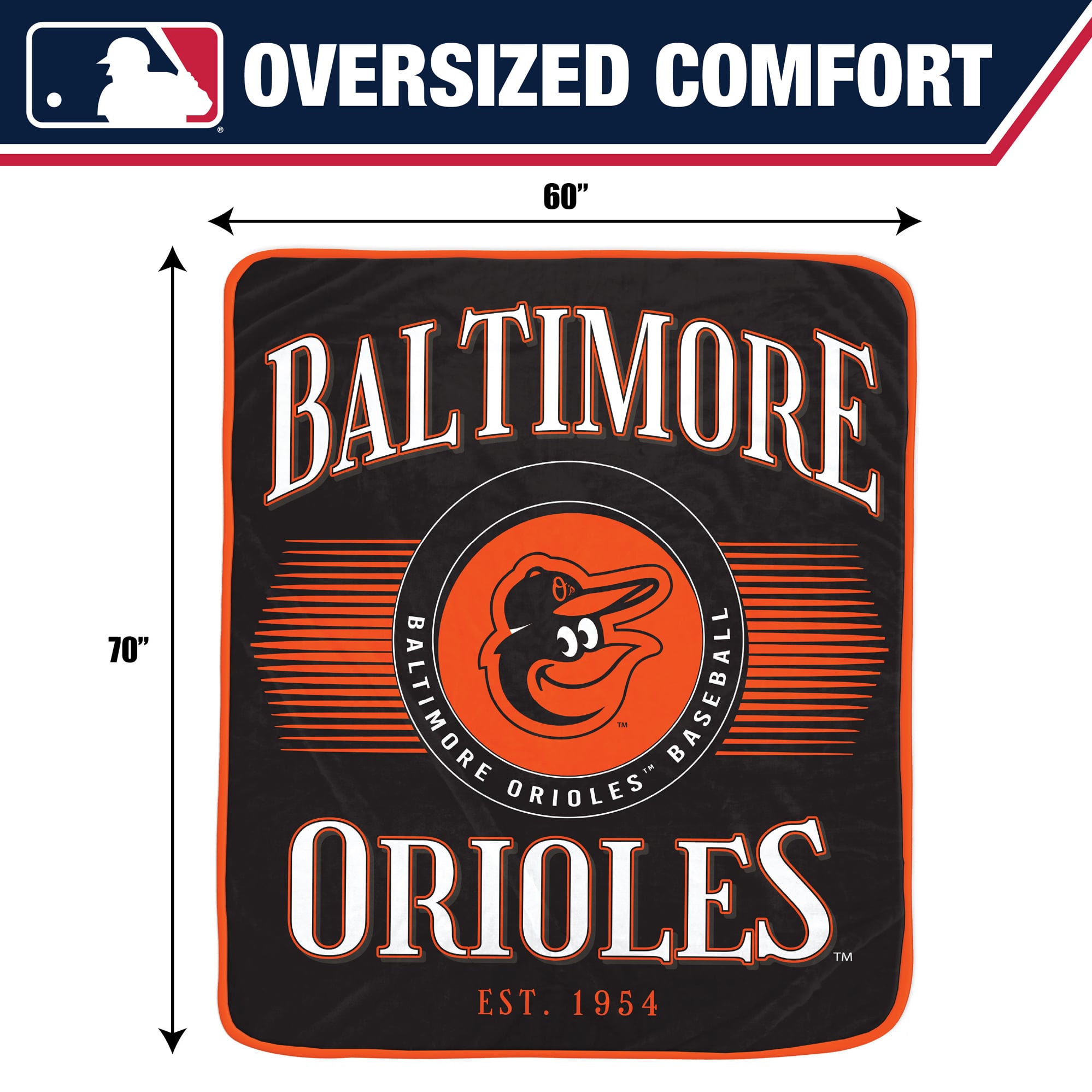 Couverture Pegasus Baltimore Orioles Spotlight Arch 60" x 70" ultra douce