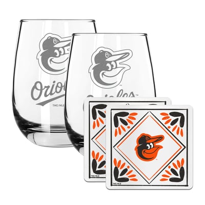 Baltimore Orioles The Memory Company 15oz. Stemless Wine Glass & Coaster Set