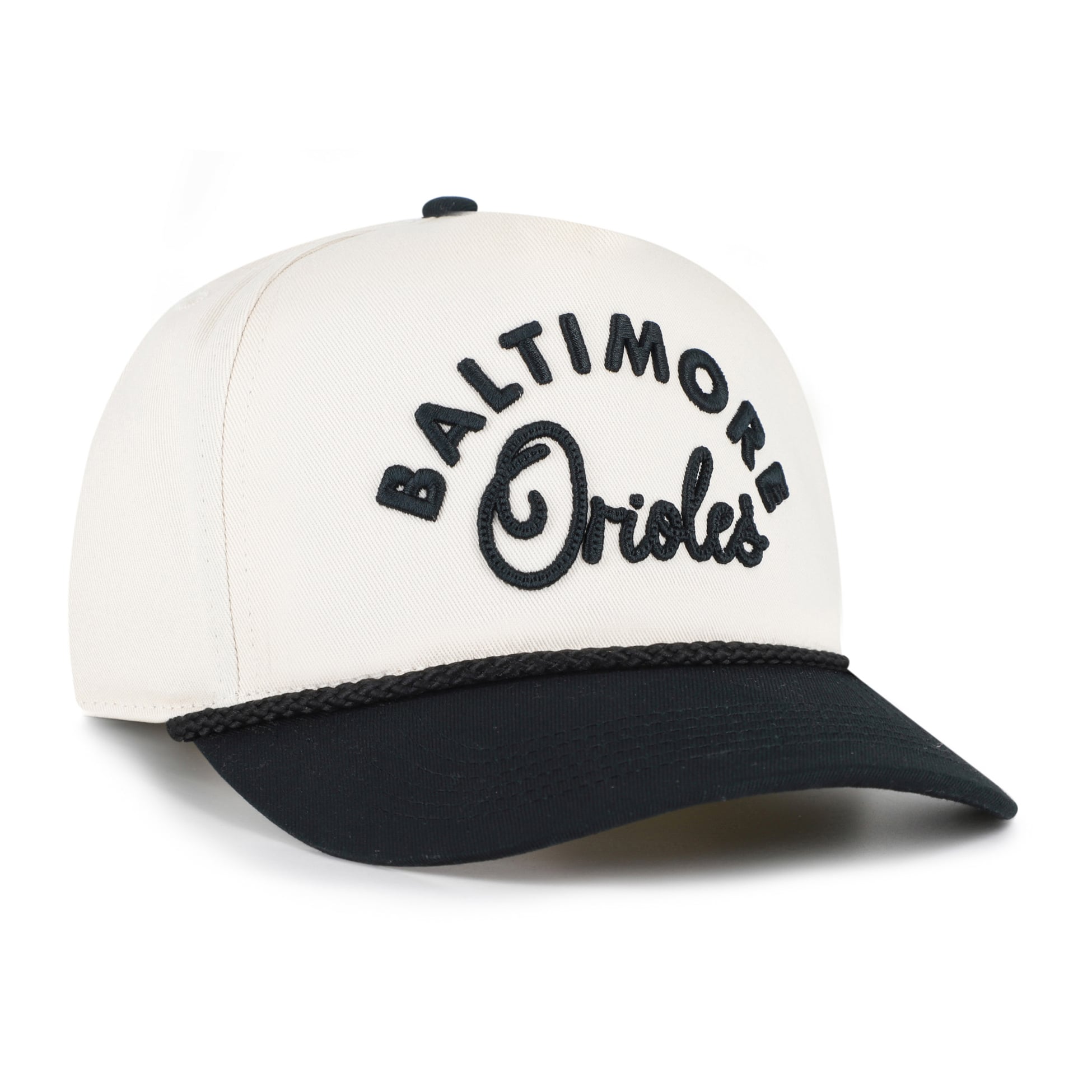 Casquette unisexe '47 naturelle/noire Baltimore Orioles Rope Script Hitch ajustable