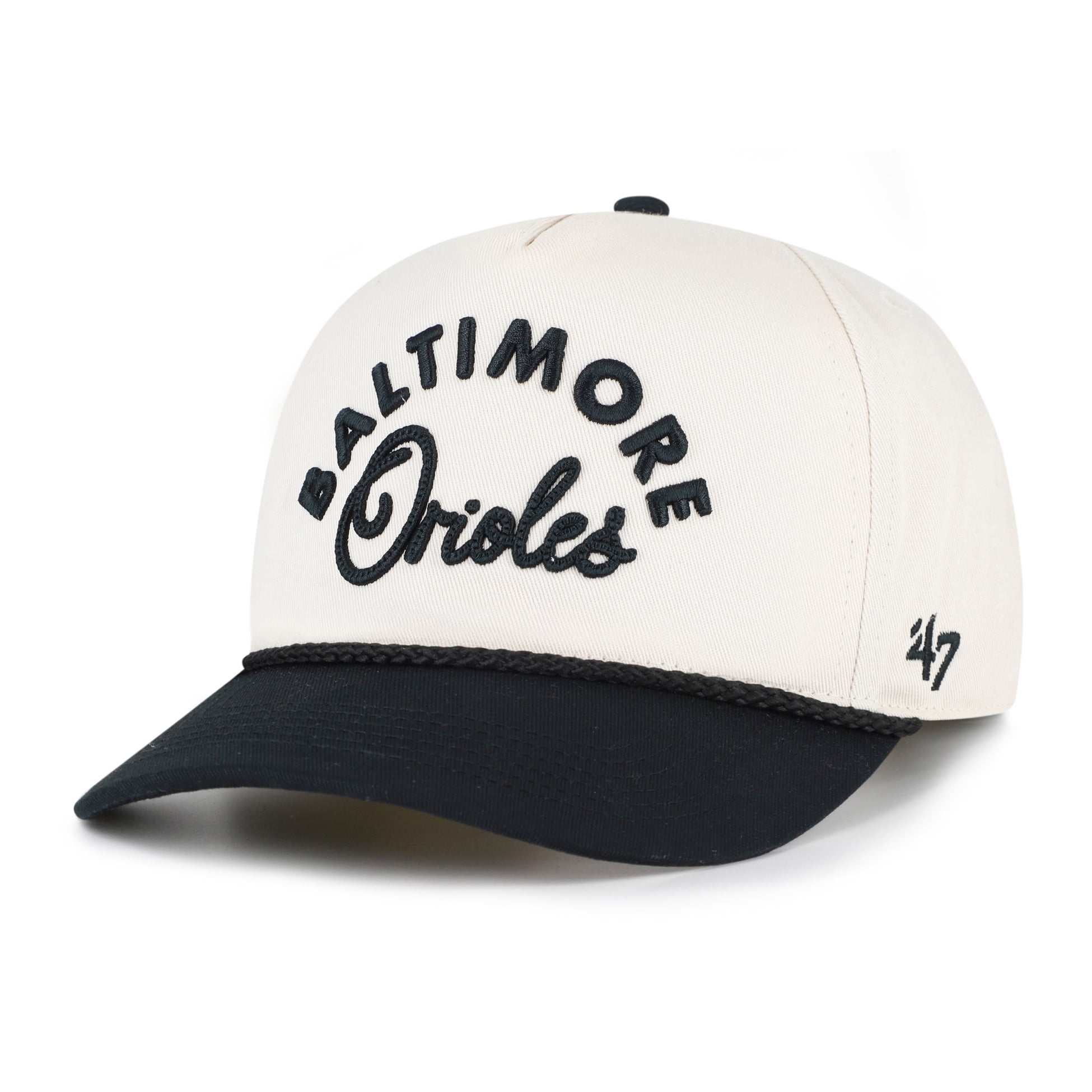 Unisex '47 Natural/Black Baltimore Orioles Rope Script Hitch Adjustable Hat