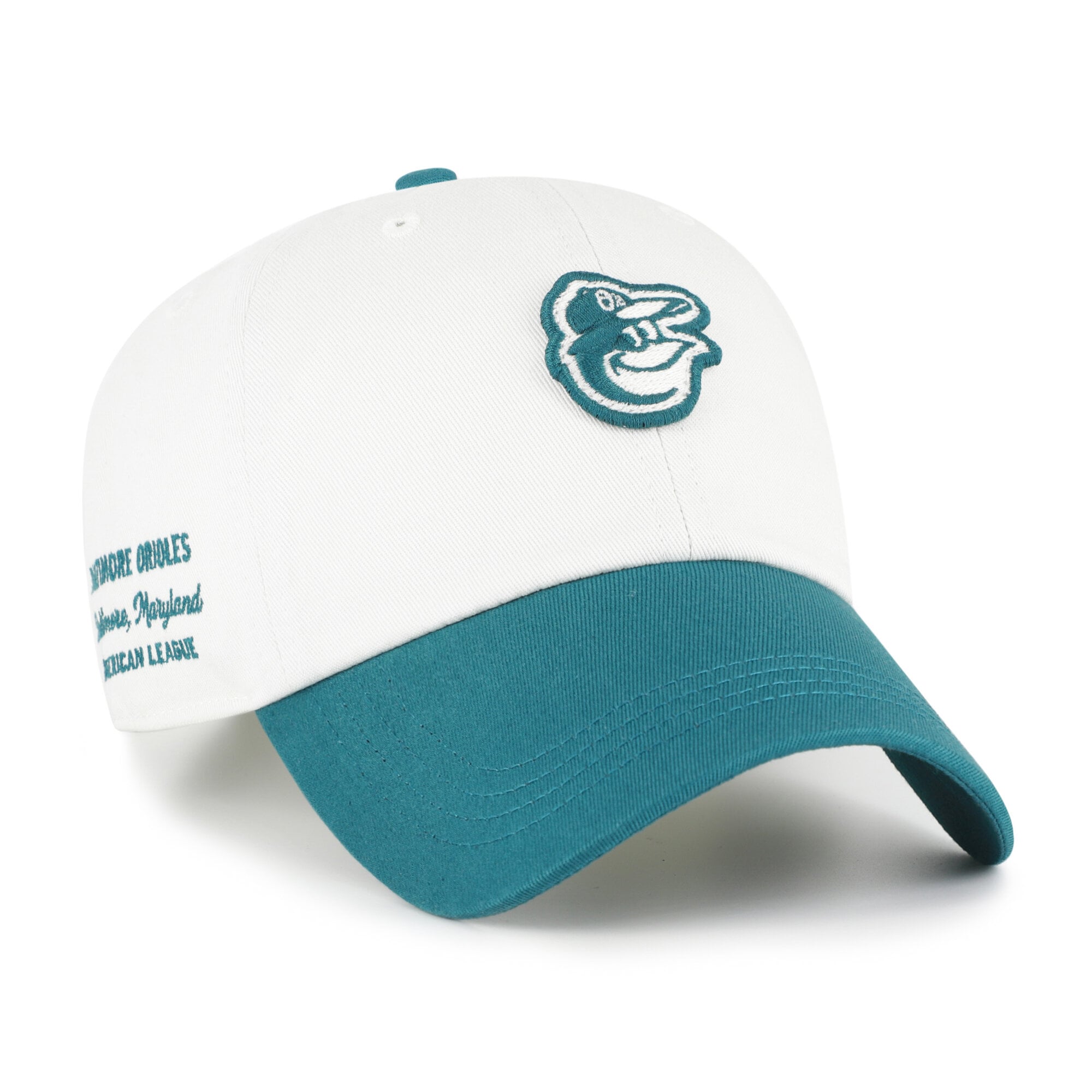 Unisex '47 White/Teal Baltimore Orioles Contemporary Tonal Clean Up Adjustable Hat