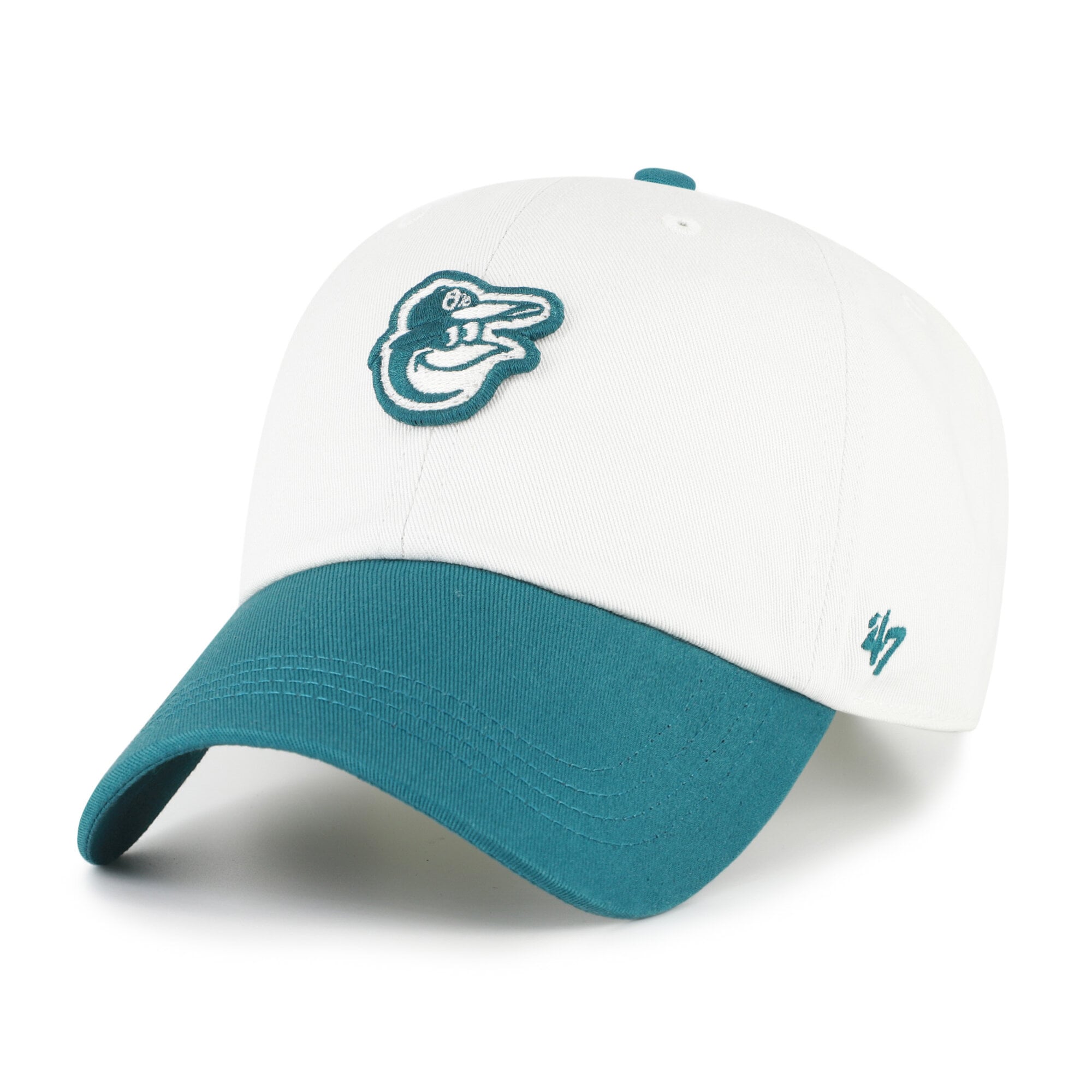 Unisex '47 White/Teal Baltimore Orioles Contemporary Tonal Clean Up Adjustable Hat