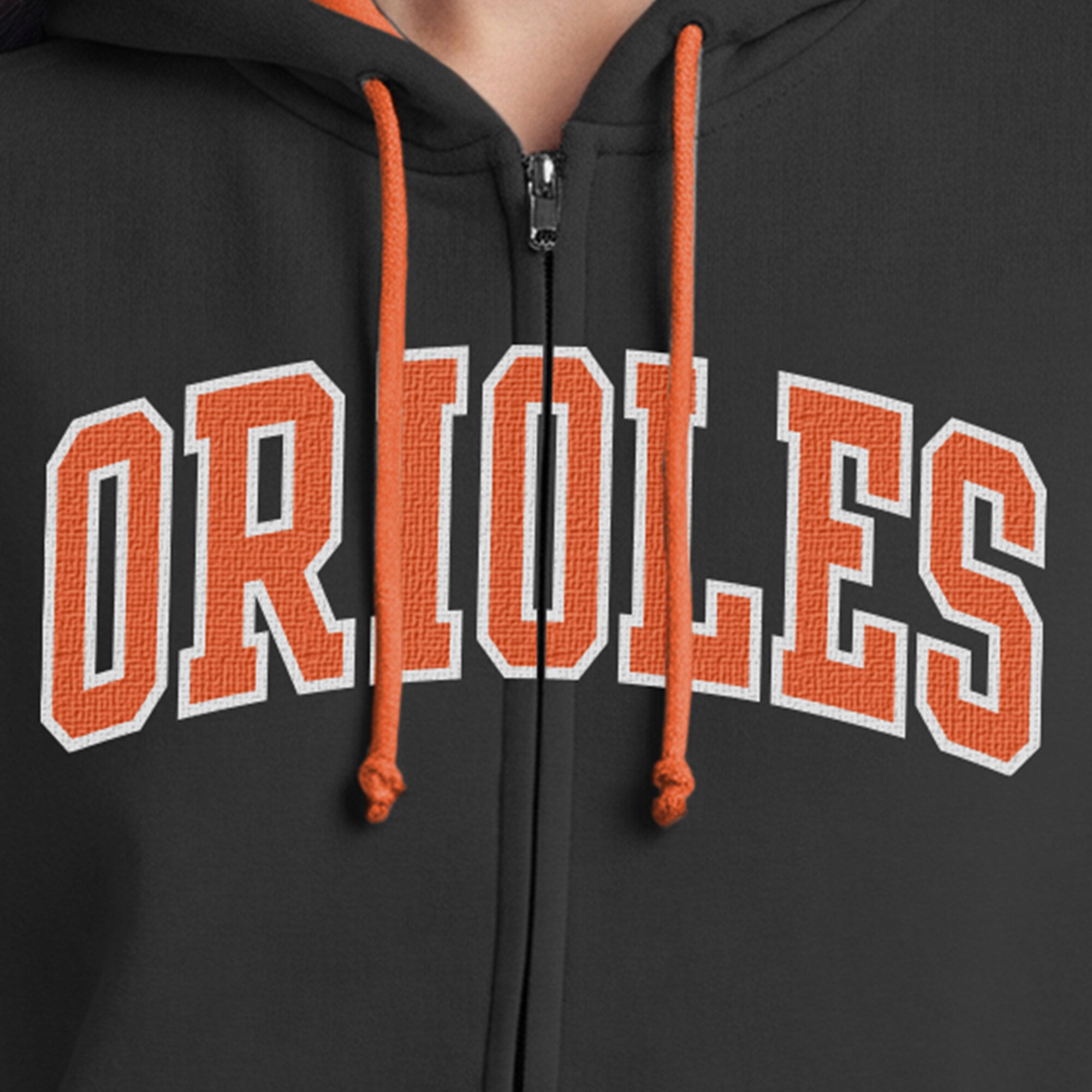 Sweat à capuche zippé en polaire noir Champion Baltimore Orioles pour femme