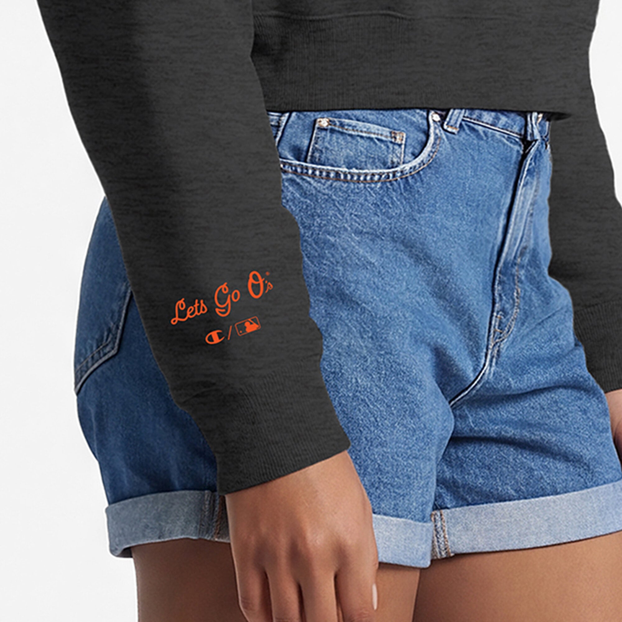 Pull court à col zippé Champion Triumph Tri-Blend en polaire noire Baltimore Orioles pour femme
