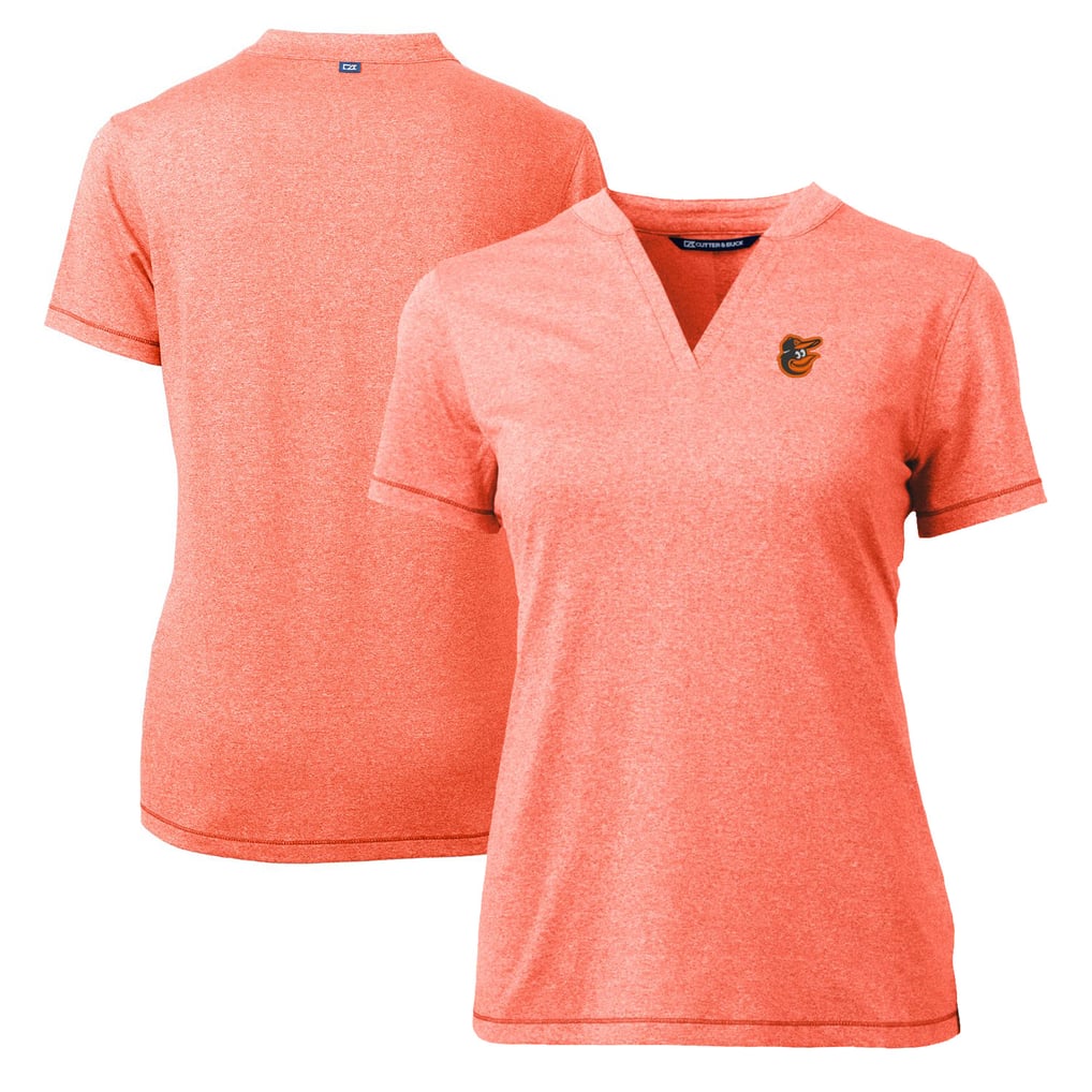 Baltimore Orioles Cutter & Buck Women's DryTec Forge Stretch V-Neck Blade Top - Heather Orange