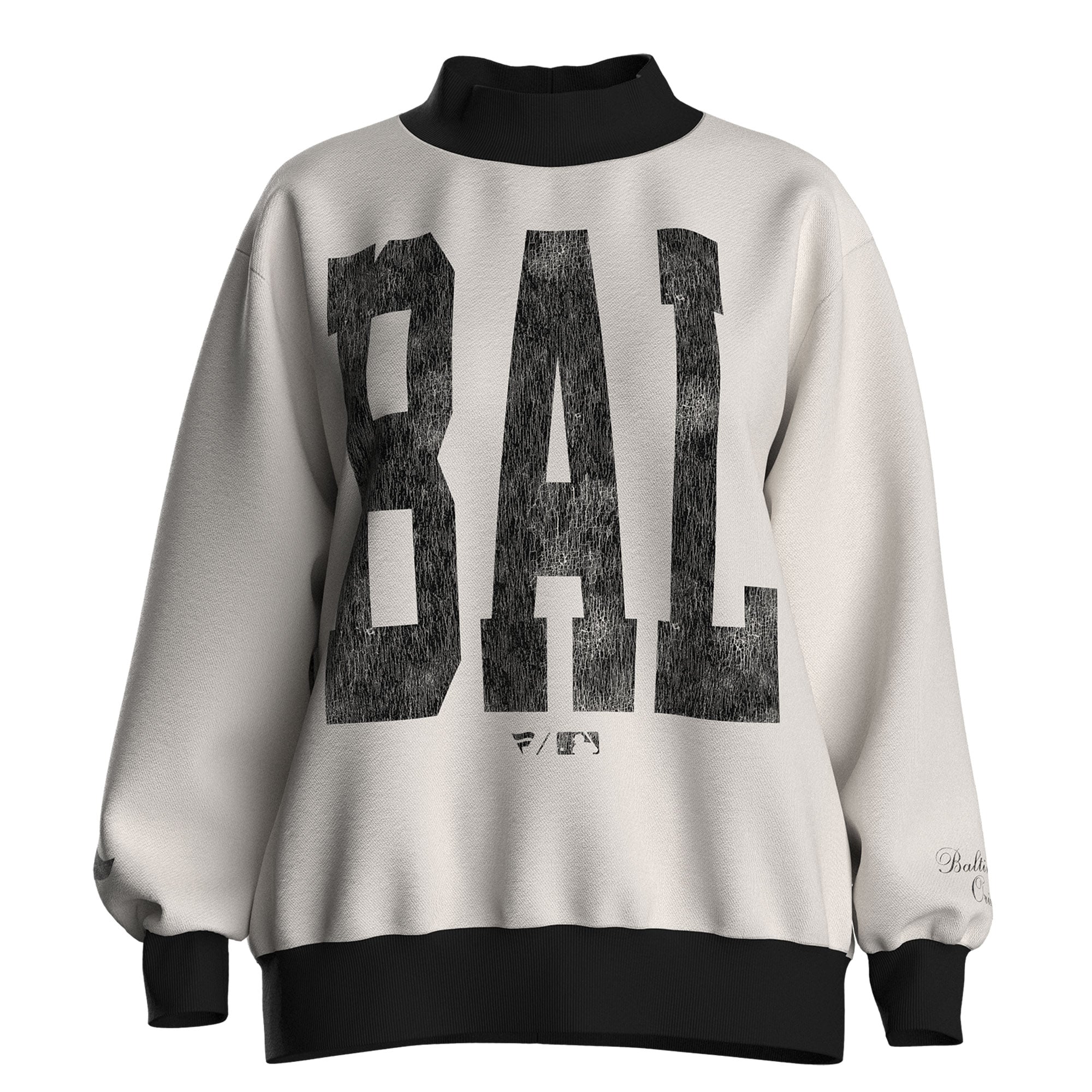 Women's Fanatics Cream Baltimore Orioles City Abbreviation Funnel Neck Fleece Sweatshirt