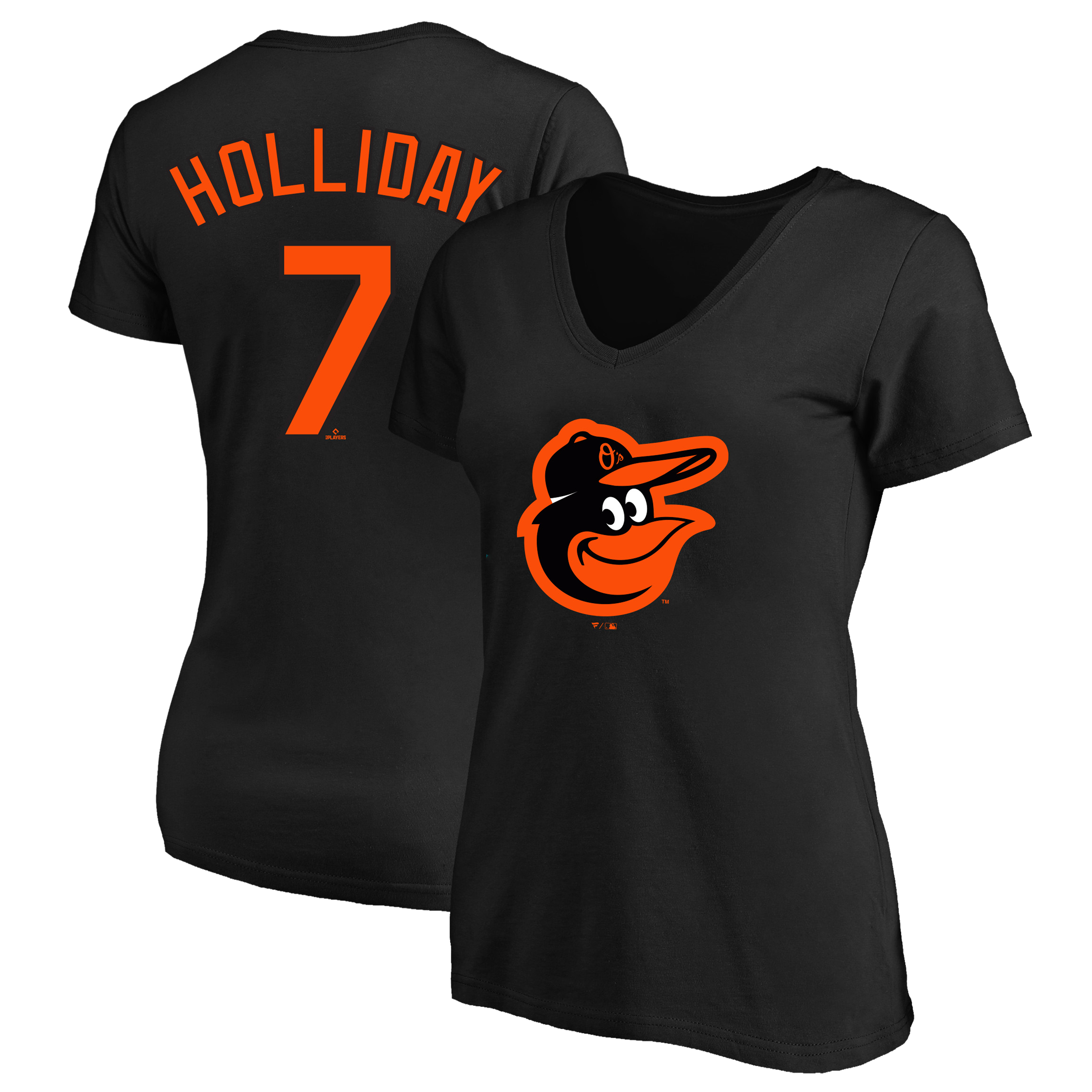 Women's Fanatics Jackson Holliday Black Baltimore Orioles Plus Name & Number V-Neck T-Shirt
