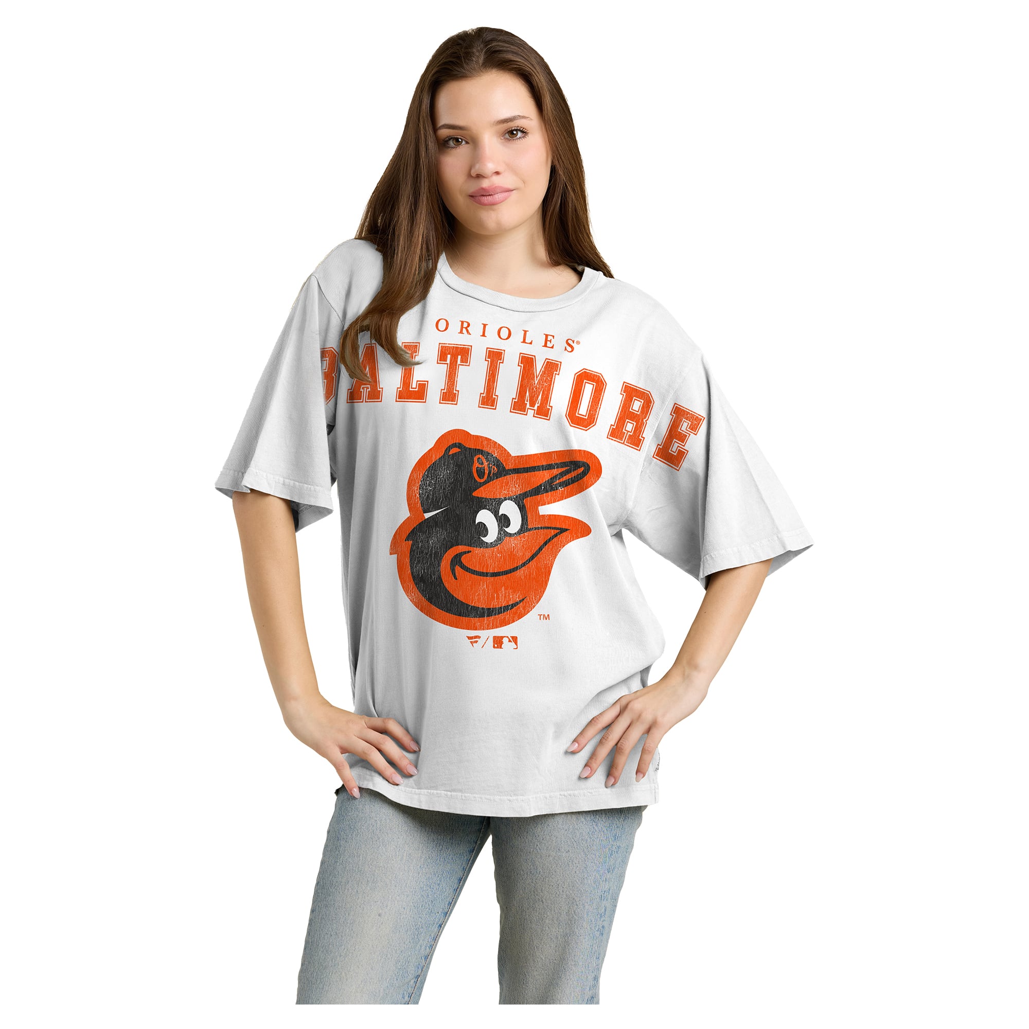 Women's Fanatics  White Baltimore Orioles Relaxed Big Text T-Shirt