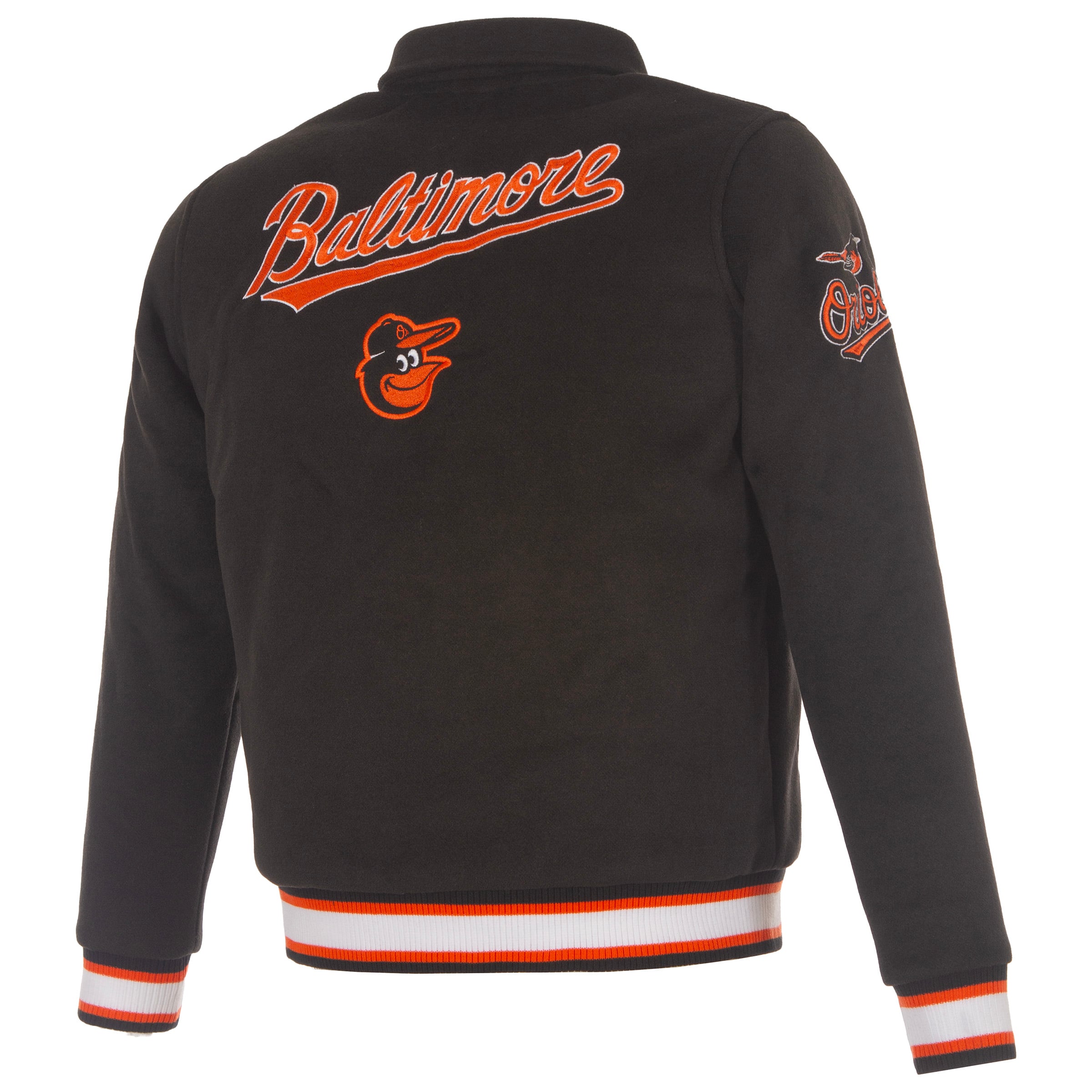 Veste réversible en laine noire à boutons-pression pour femme JH Design Baltimore Orioles