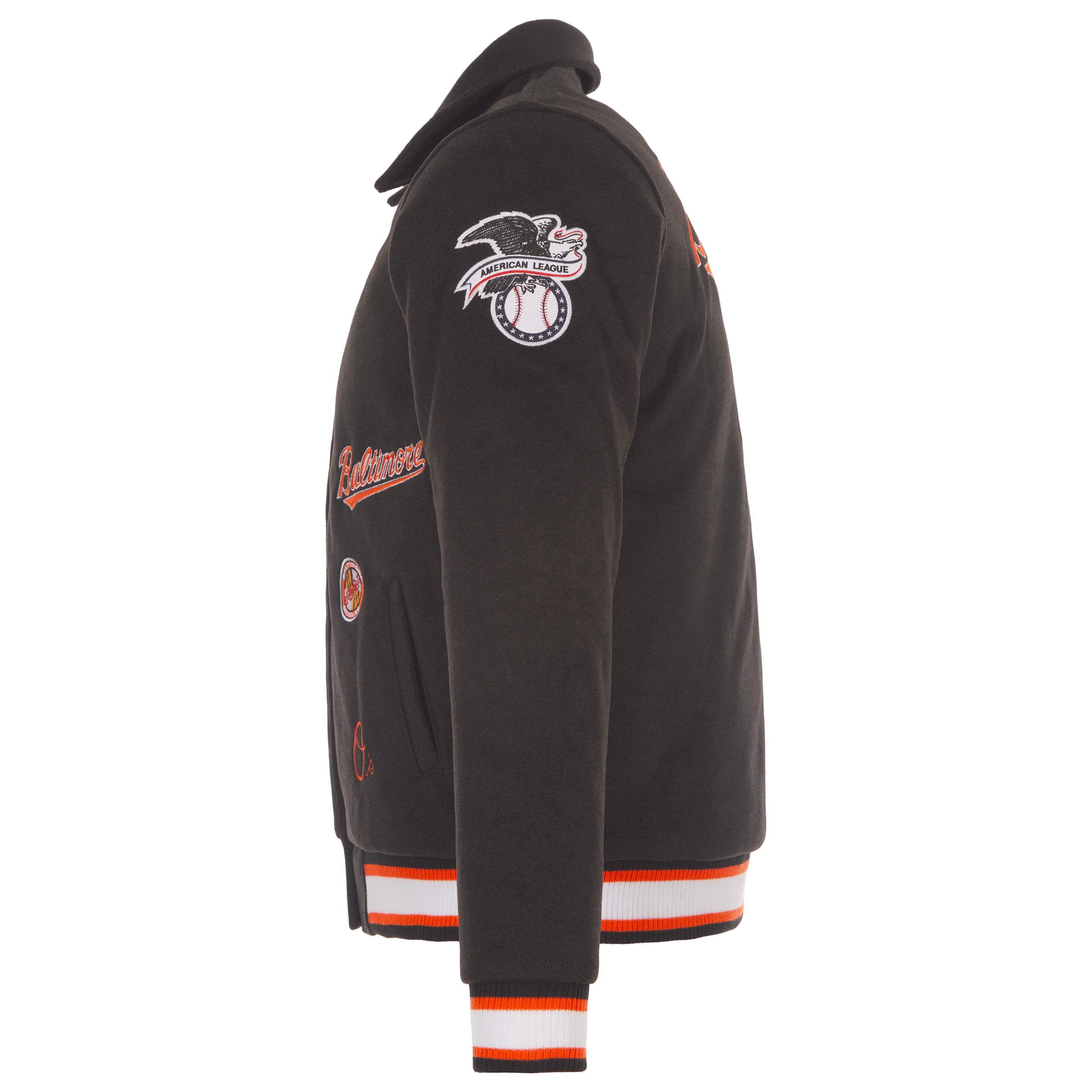 Veste réversible en laine noire à boutons-pression pour femme JH Design Baltimore Orioles