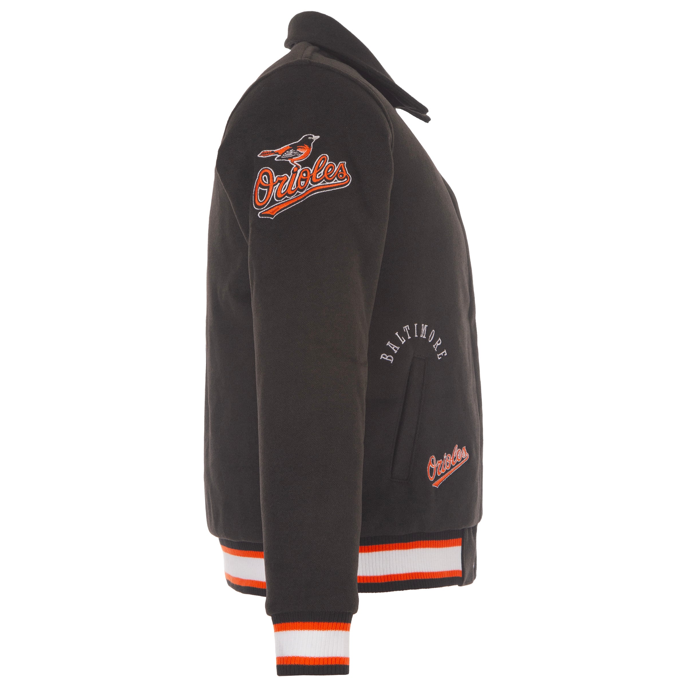 Veste réversible en laine noire à boutons-pression pour femme JH Design Baltimore Orioles