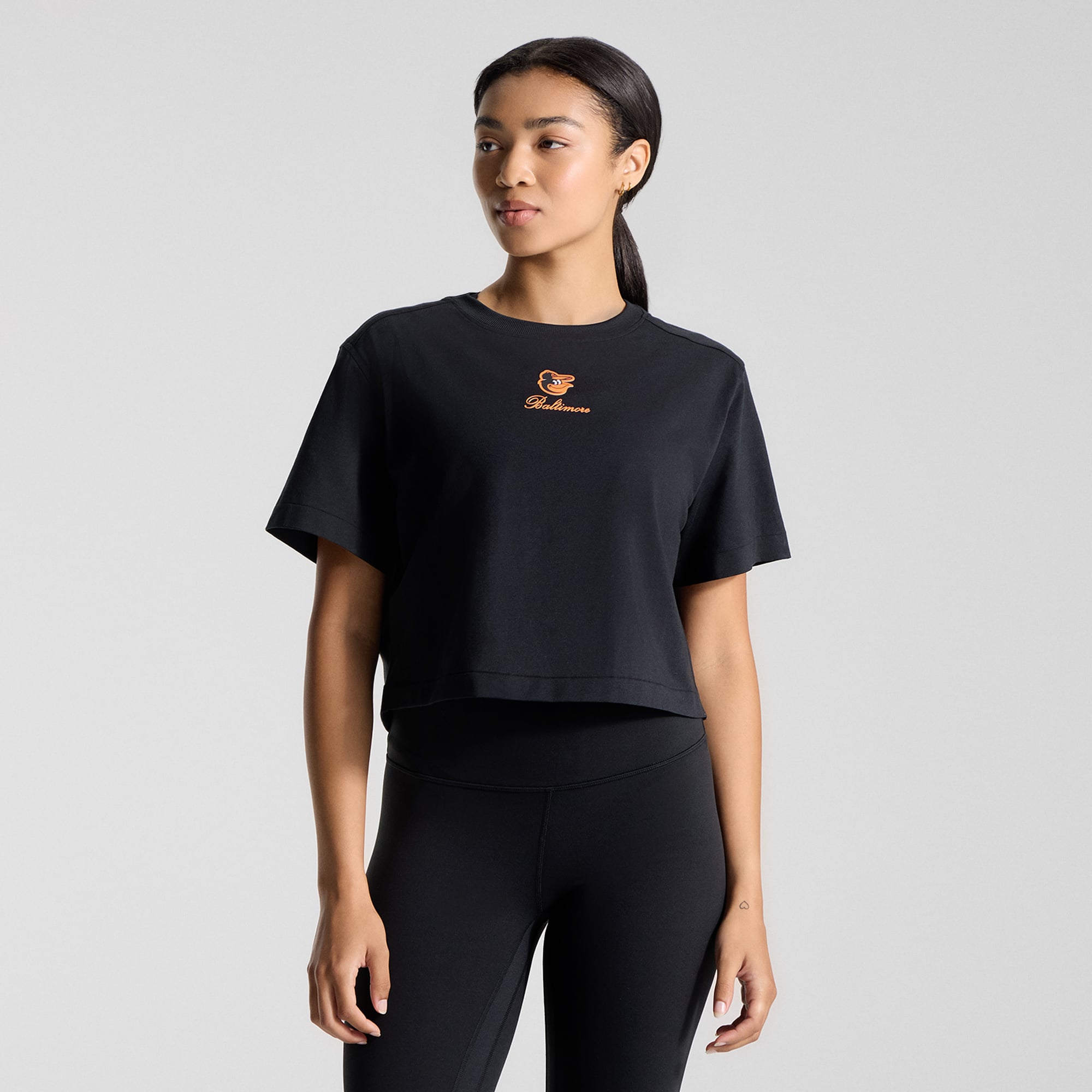 T-shirt court en coton biologique All Yours noir Baltimore Orioles pour femme de lululemon