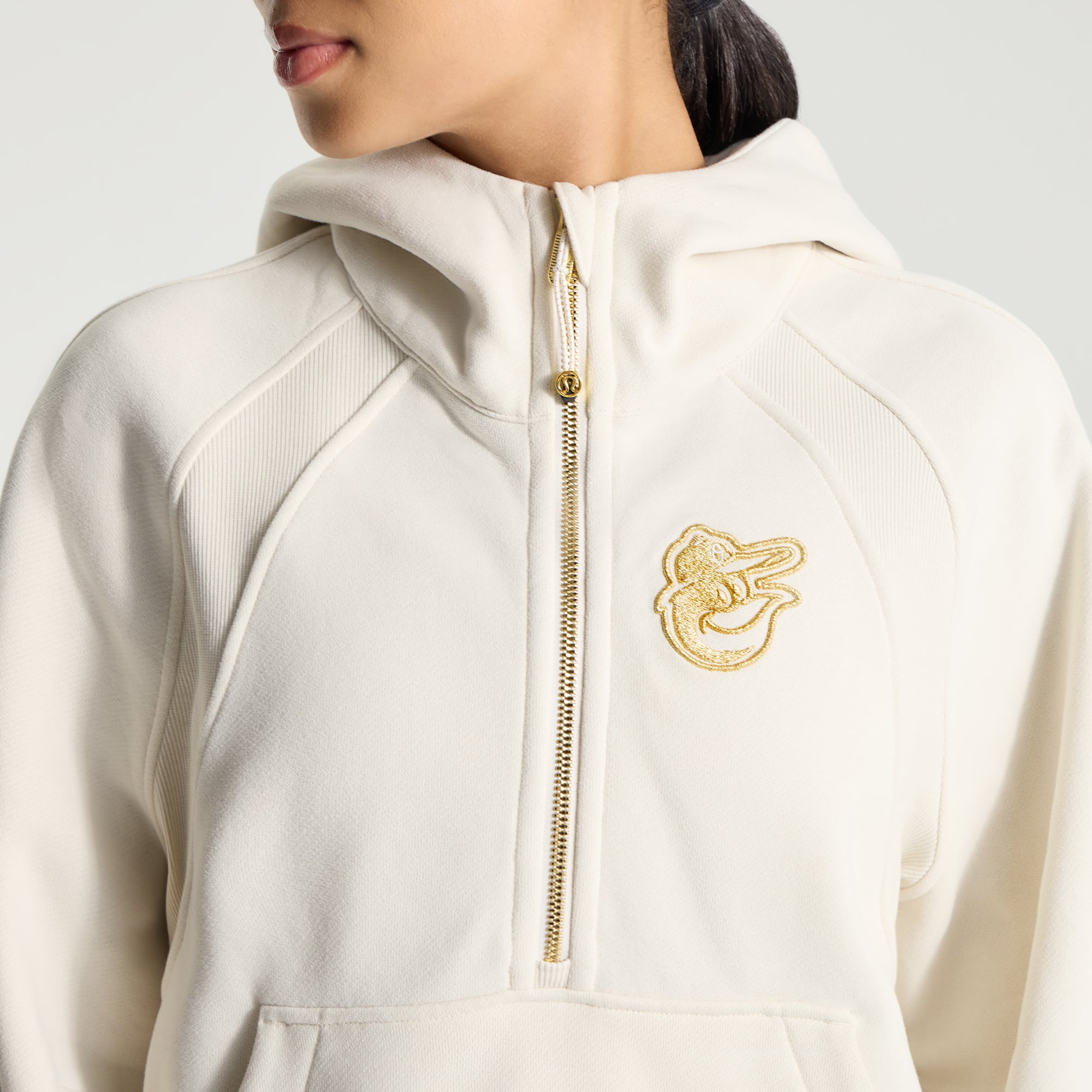 Sweat à capuche oversize demi-zip lululemon Light Ivory Baltimore Orioles pour femme