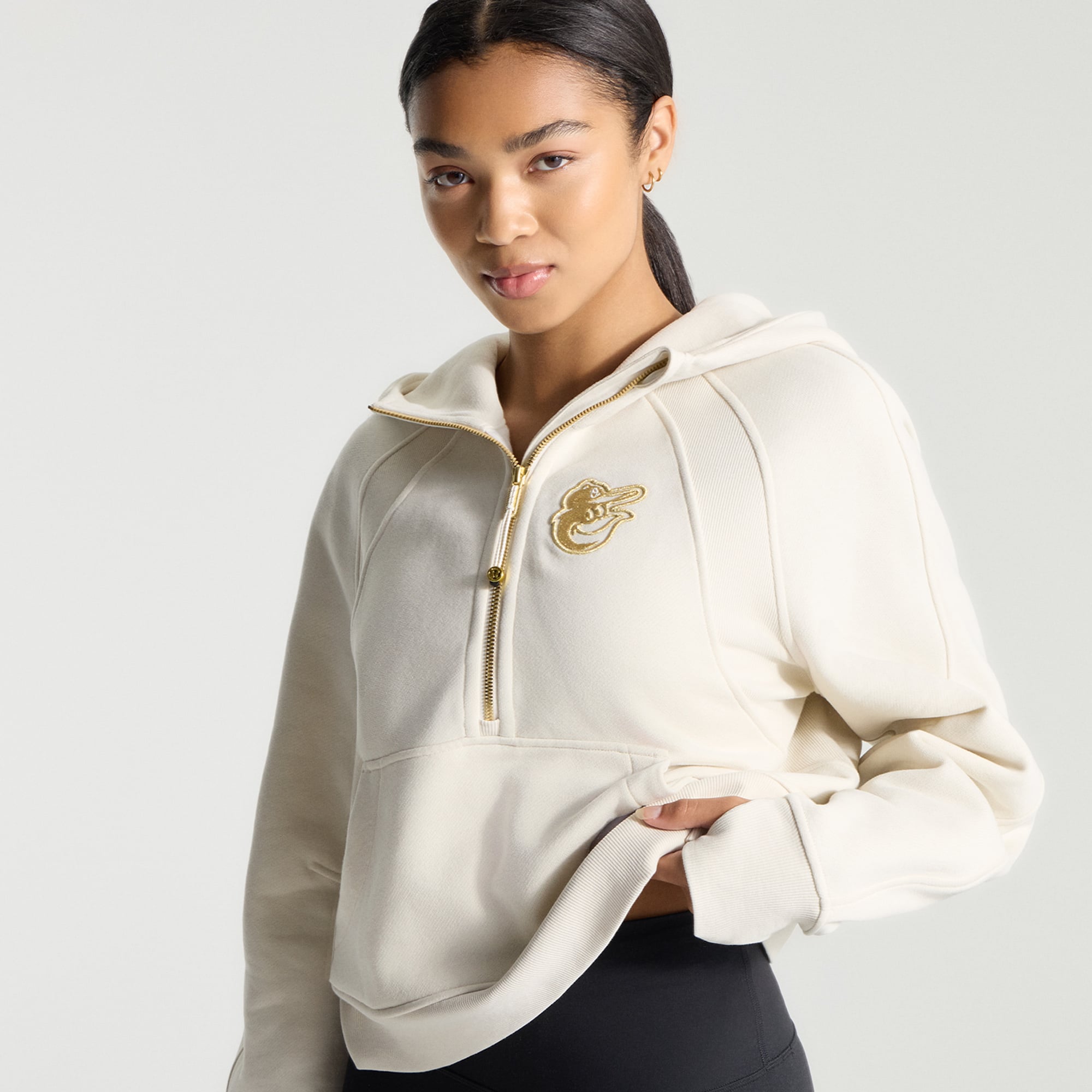 Sweat à capuche oversize demi-zip lululemon Light Ivory Baltimore Orioles pour femme