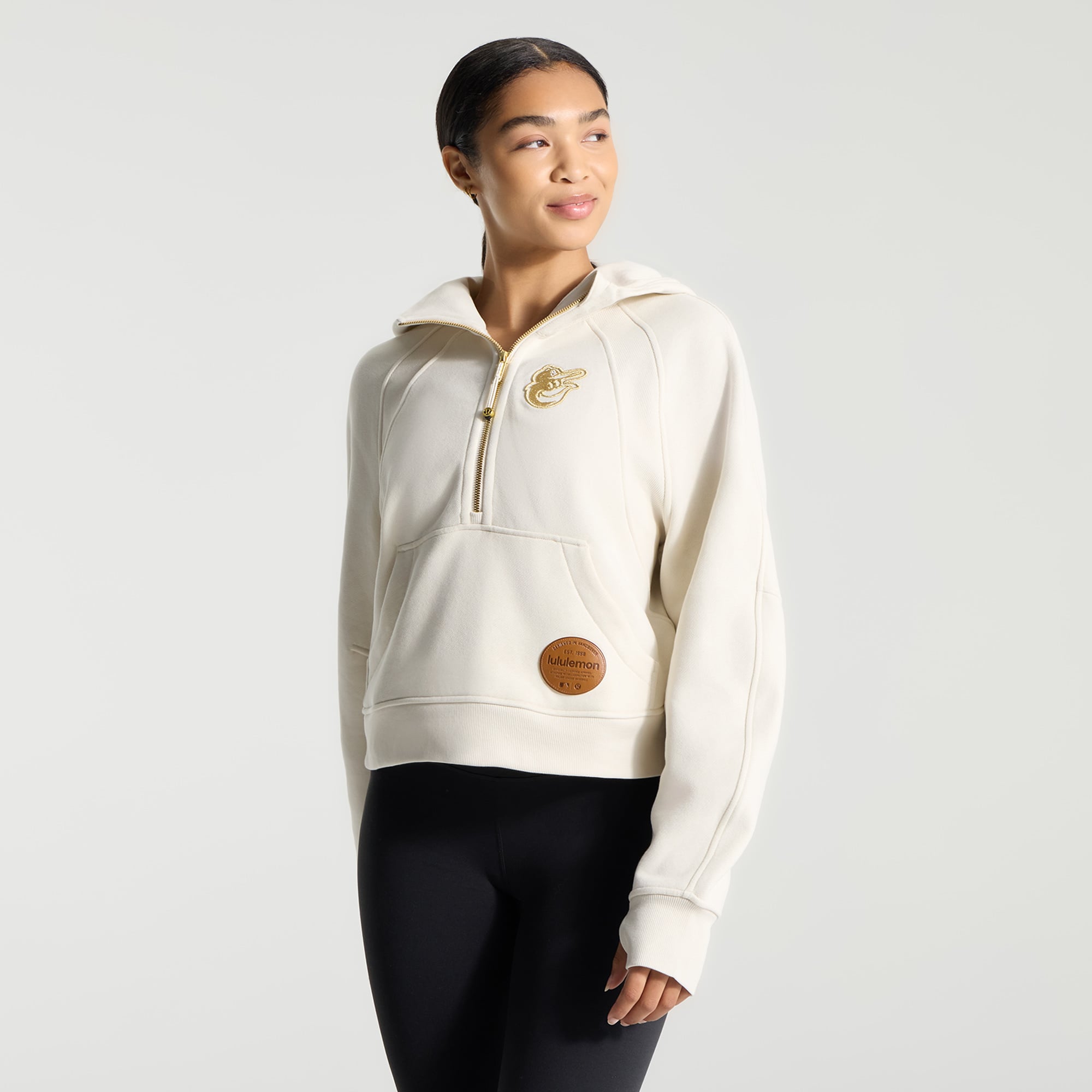 Sweat à capuche oversize demi-zip lululemon Light Ivory Baltimore Orioles pour femme