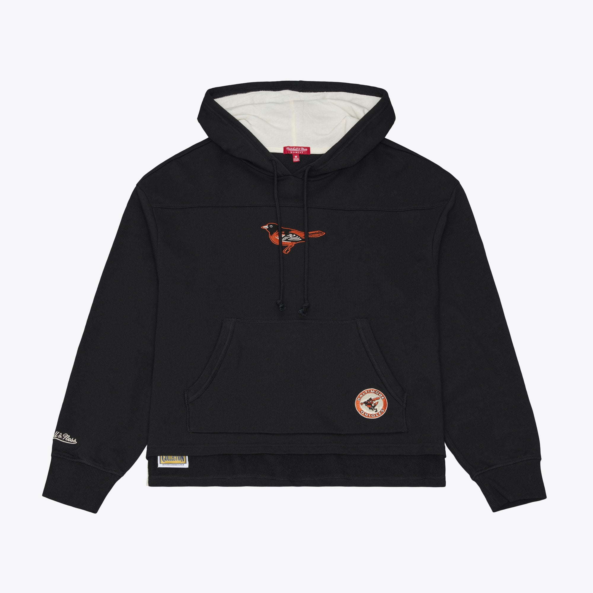 Sweat à capuche Mitchell & Ness noir pour femme, collection Cooperstown des Orioles de Baltimore, style rétro Roots