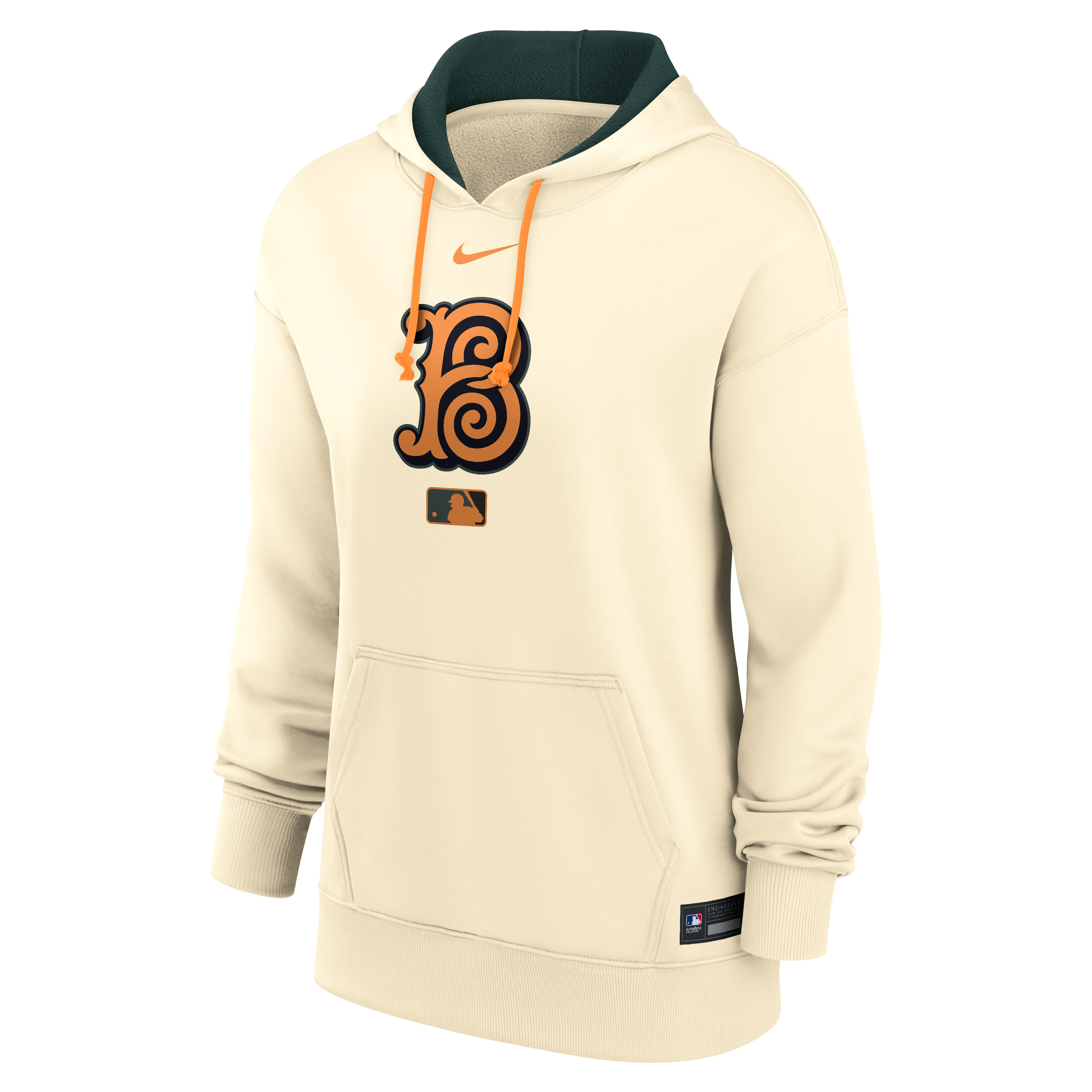 Sweat à capuche Nike Therma pour femme, couleur crème, collection Baltimore Orioles 2026 City Connect Authentic.