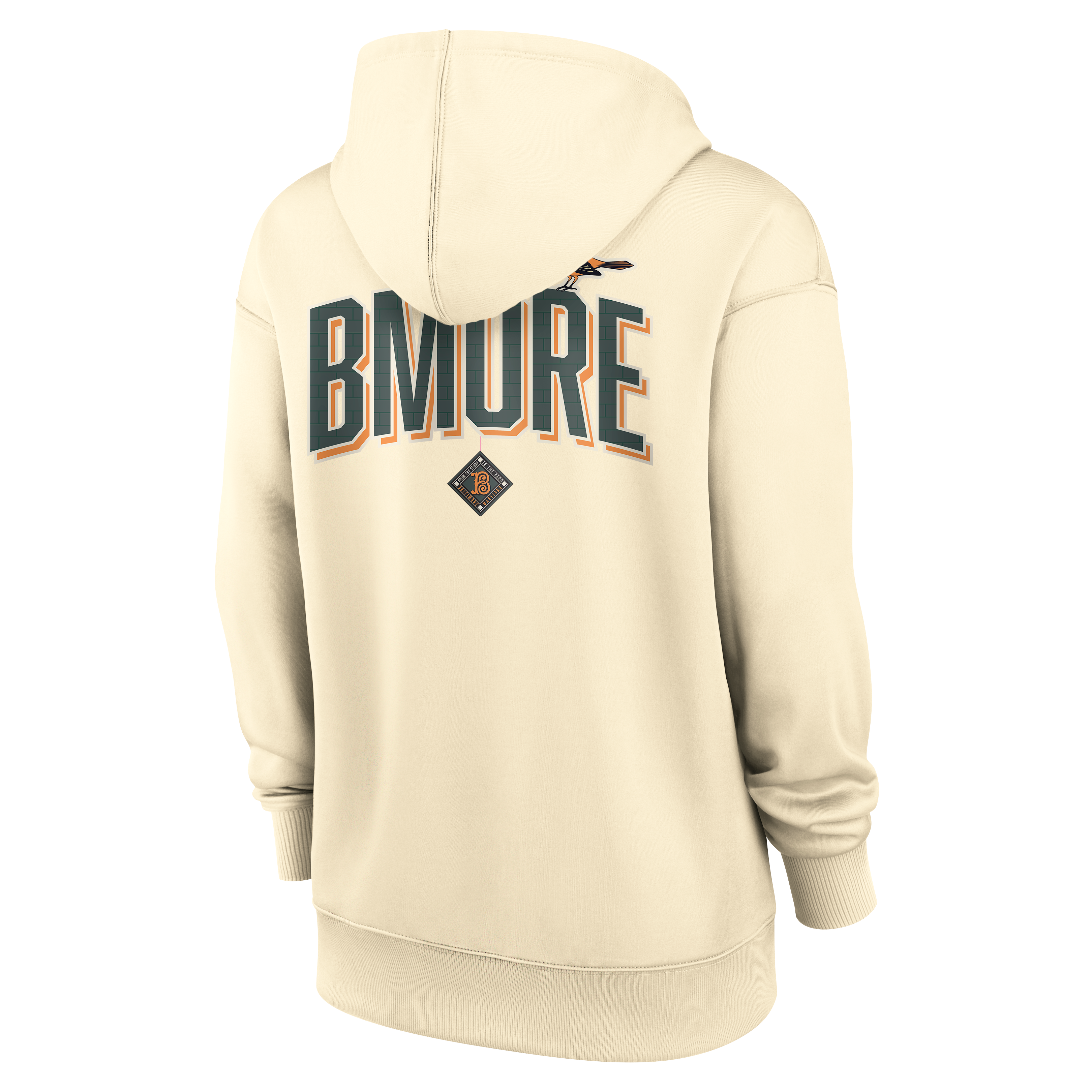 Sweat à capuche Nike Therma pour femme, couleur crème, collection Baltimore Orioles 2026 City Connect Authentic.