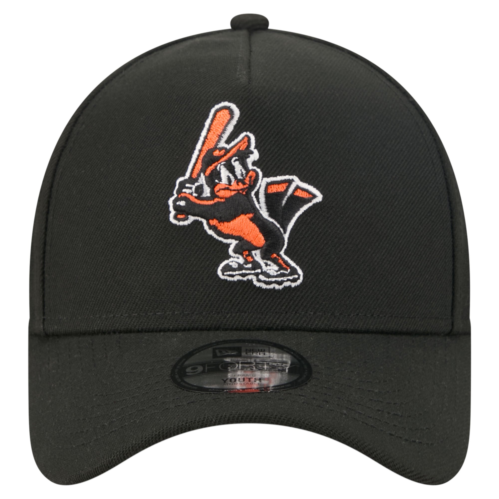 Youth New Era Black Baltimore Orioles Cooperstown Logo 9FORTY A-Frame Adjustable Hat