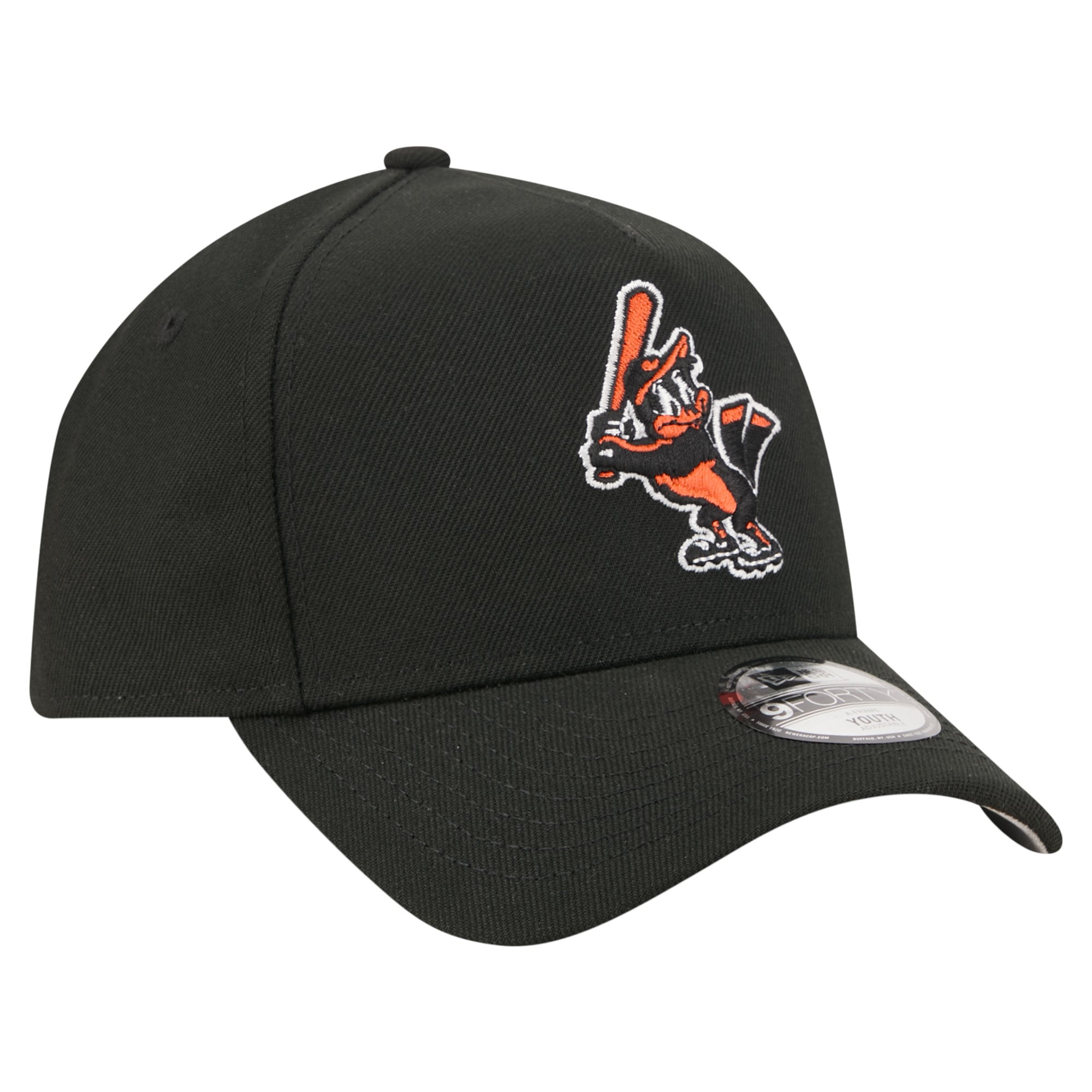 Youth New Era Black Baltimore Orioles Cooperstown Logo 9FORTY A-Frame Adjustable Hat