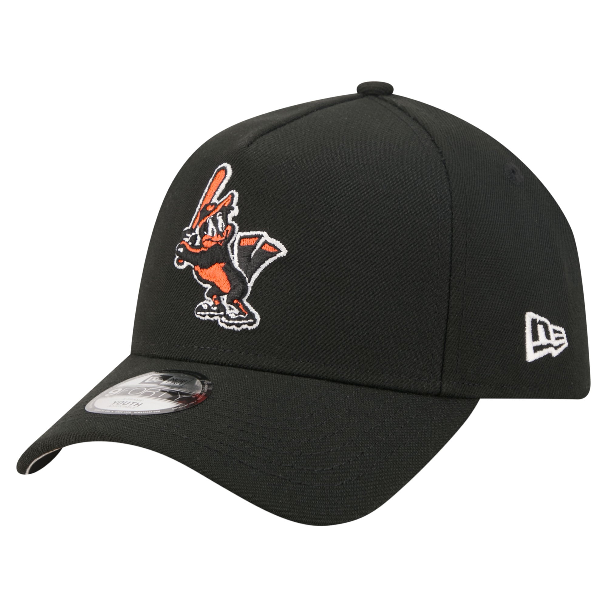 Youth New Era Black Baltimore Orioles Cooperstown Logo 9FORTY A-Frame Adjustable Hat
