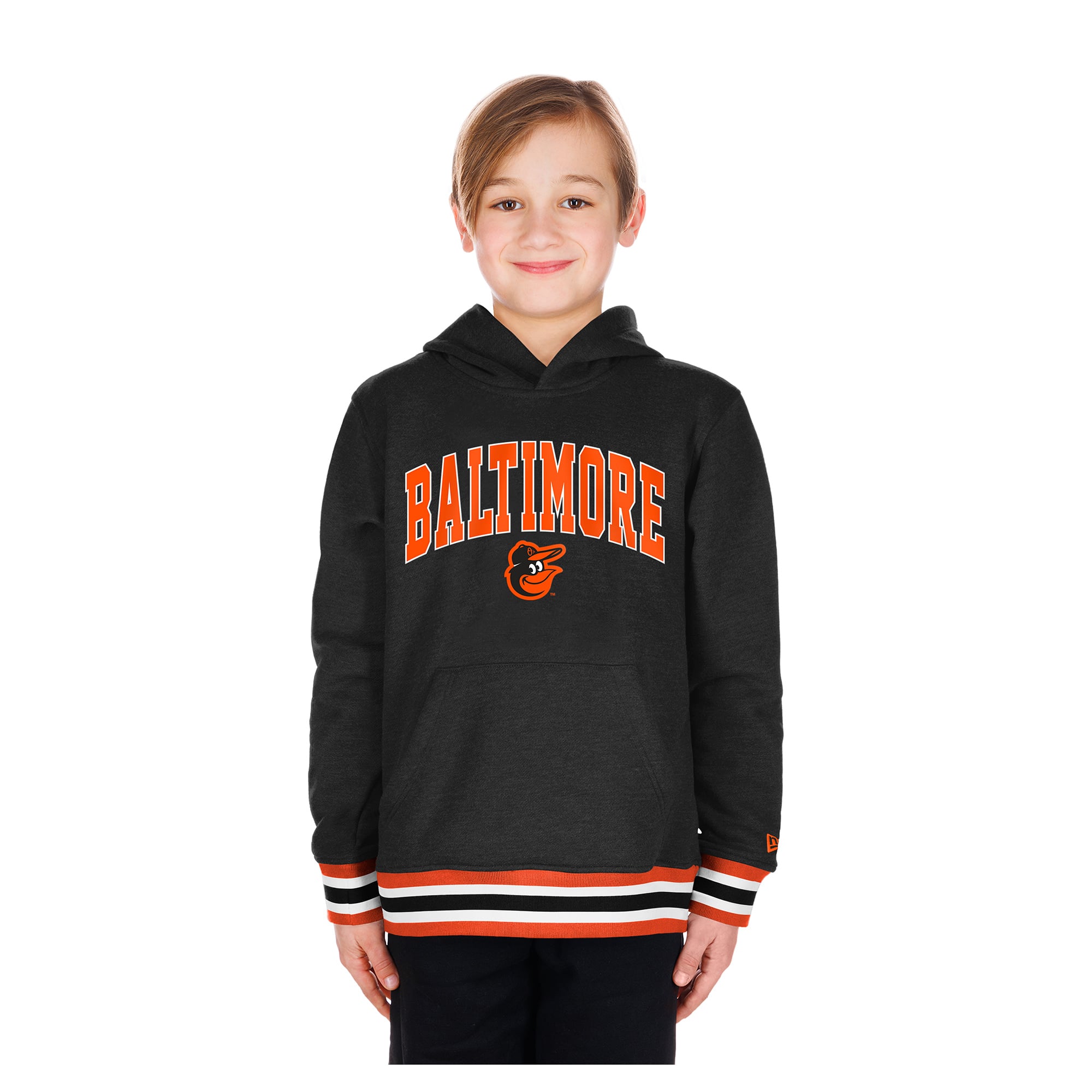 Youth New Era Black Baltimore Orioles Knit Trim Pullover Hoodie