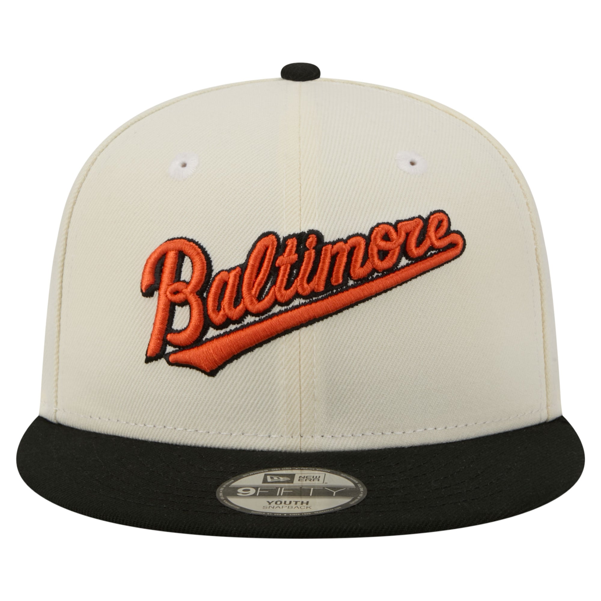 Youth New Era  White Baltimore Orioles Two-Tone 9FIFTY Snapback Hat
