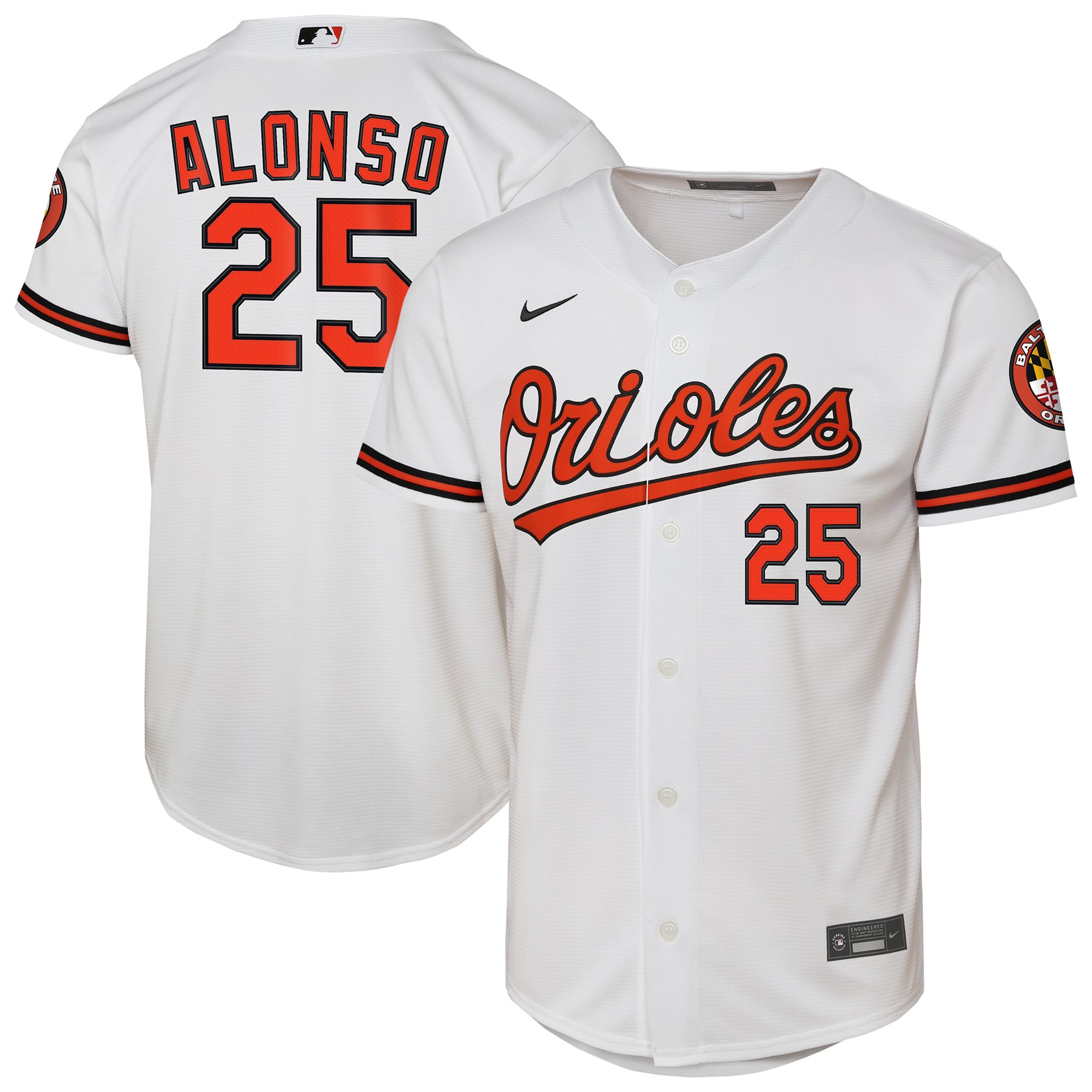 Maillot domicile Nike Pete Alonso blanc Baltimore Orioles pour enfant, édition limitée