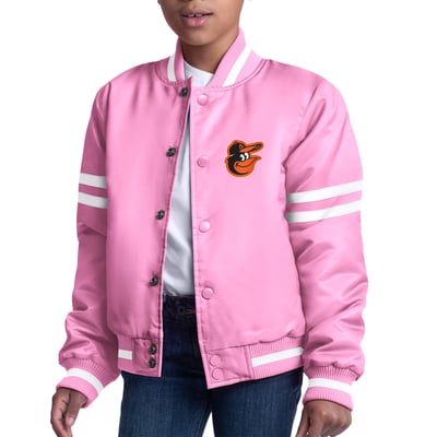  Baltimore Orioles Starter Youth Team Logo Full-Snap Satin Varsity Jacket - Pink