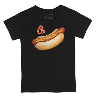 Baltimore Orioles Tiny Turnip Youth Hot Dog T-Shirt - Black