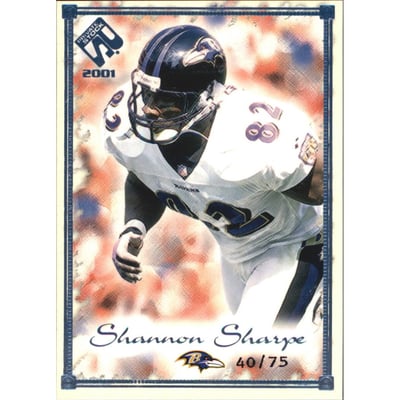 2001 Private Stock Blue Framed #9 Shannon Sharpe