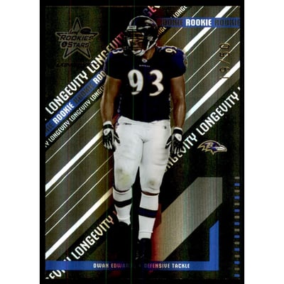 2004 Leaf Rookies and Stars Longevity Black #107 Dwan Edwards