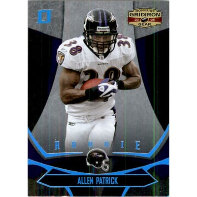 2008 Donruss Gridiron Gear Platinum Holofoil O's #104 Allen Patrick