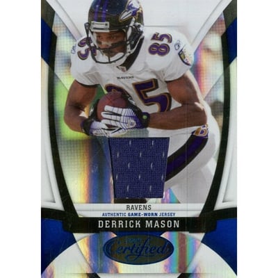 2009 Certified Mirror Blue Materials #10 Derrick Mason/100