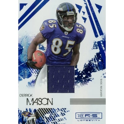 2009 Donruss Rookies and Stars Longevity Materials Sapphire #7 Derrick Mason/100