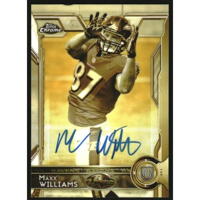 2015 Topps Chrome Rookie Autographs Hot Box Sepia Gold Refractors #165 Maxx Williams/100