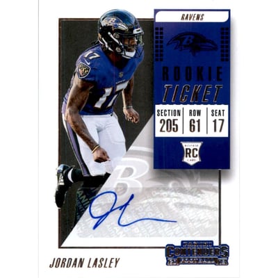 2018 Panini Contenders #185 Jordan Lasley AU RC