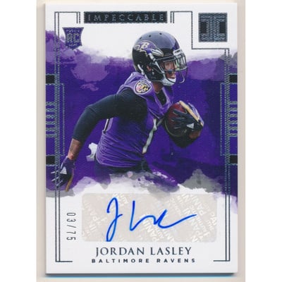 2018 Panini Impeccable #157 Jordan Lasley AU RC