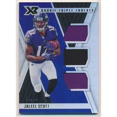 2018 Panini XR Rookie Triple Threats Materials #35 Jaleel Scott