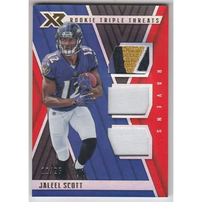 2018 Panini XR Rookie Triple Threats Materials Orange #35 Jaleel Scott