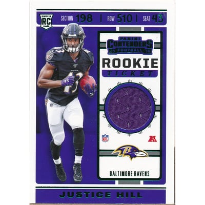 2019 Panini Contenders Rookie Ticket Swatches #RTS29 Justice Hill