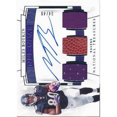 2019 Panini National Treasures Rookie NFL Gear Signature Trios #25 Miles Boykin/49
