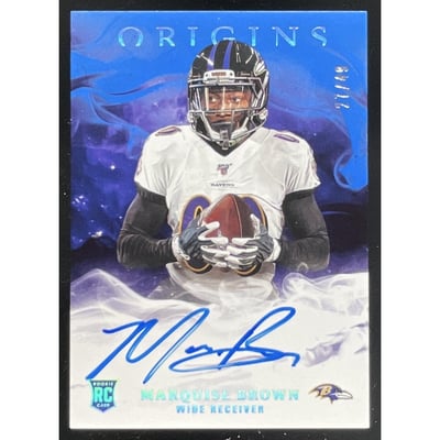 2019 Panini Origins Rookie Autographs Blue #RA-MBR Marquise Brown RC Auto /49
