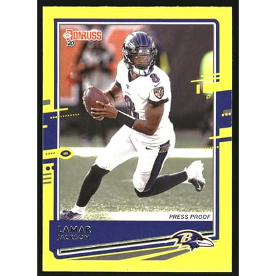 2020 Donruss Press Proof Yellow #33A Lamar Jackson