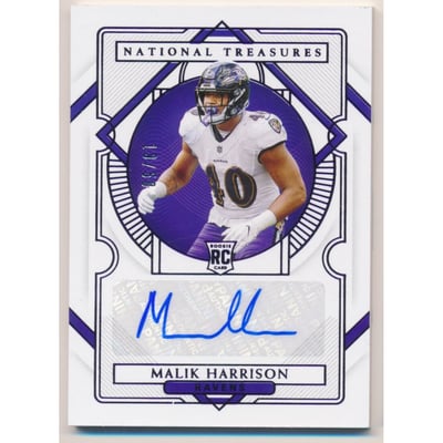 2020 Panini National Treasures Purple #105 Malik Harrison AU