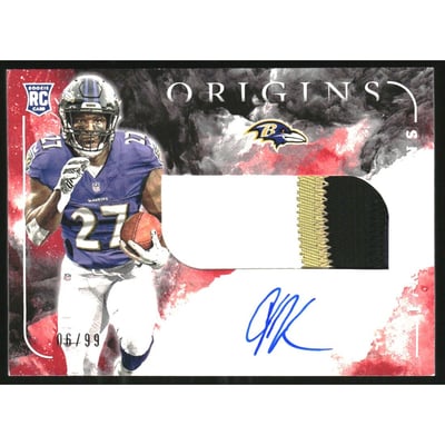 2020 Panini Origins Red #113 J.K. Dobbins JSY AU