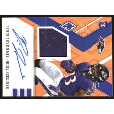 2020 Panini Phoenix Rookie Premiere Jersey Autographs Orange #33 Devin Duvernay/149